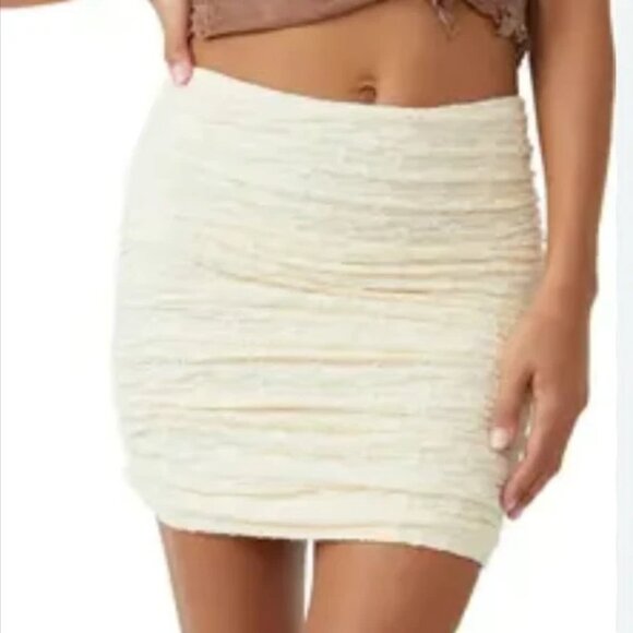 Free People Ona Convertible Ruched Mini Skirt Floral Lace Strapless Top M - Picture 1 of 7